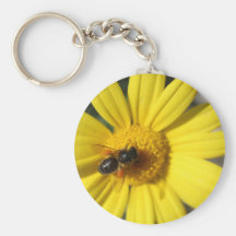 Fleur et abeille jaunes porte-clés