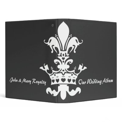 Fleur Heart Crown - Black 3 Ring Binders by Fleurishes