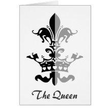 Fleur Heart Crown - Black Greeting Cards