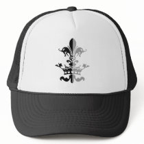 Fleur Heart Crown - Black Trucker Hats