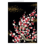 Fleur japonaise vintage rose et blanche de Sakura Cartes De Vœux