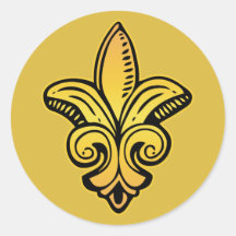 Fleur Medieval - Gold Round Sticker