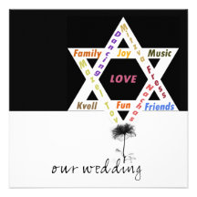 Fleur noire du mariage juif de la vie invitations personnalisées