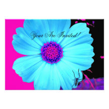 Fleur pourpre noire rose turquoise d'invitation