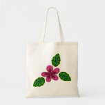 Fleur rose avec le feuillage vert sacs de toile