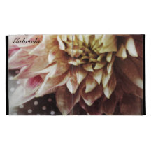 fleur sur le folio noir et blanc d'iPad de pois Coque Folio iPad