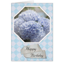 Fleurs bleues d'hortensia de diamants carte de vœux