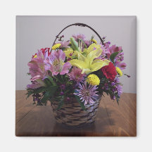 Fleurs dans un panier magnets