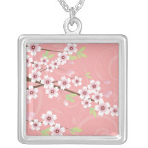 Fleurs de cerisier roses molles collier personnalisé