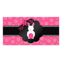 Fleurs de fantaisie de rose de lapin cartes avec photo