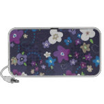 Fleurs et haut-parleur bleus mignons de griffonnag