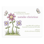 Fleurs et papillons • Faire-part de bébé Cartes Postales