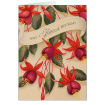 Fleurs glorieuses vintages de joyeux anniversaire cartes de vœux