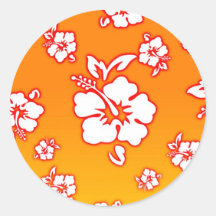 Fleurs hawaïennes autocollants ronds