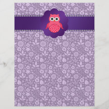 Fleurs mignonnes de pourpre de hibou prospectus customisé