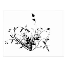 Fleurs noires et blanches cartes postales