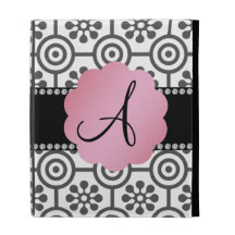 Fleurs noires et blanches de monogramme coques iPad
