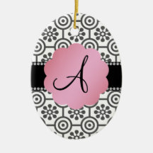 Fleurs noires et blanches de monogramme décoration de noël