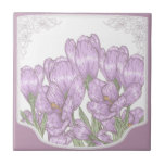Fleurs pourpres de crocus de printemps carreau en céramique