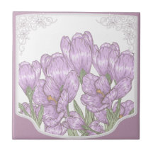Fleurs pourpres de crocus de printemps carreau en céramique