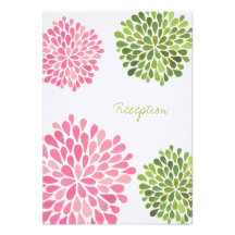Fleurs roses et vertes de carte de réception de ma carton d'invitation