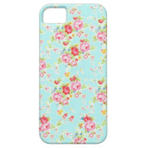 Fleurs roses minables bleues de roses floraux chic coque Case-Mate iPhone 5