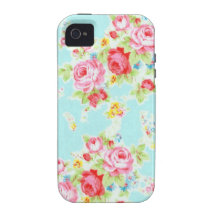 Fleurs roses minables bleues de roses floraux vint étui vibe iPhone 4