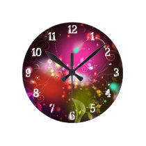 Fleurs rougeoyantes et Flourishes : Horloge murale horloges murales