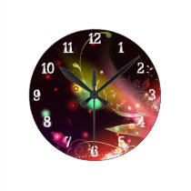 Fleurs rougeoyantes et Flourishes : Horloge murale horloges murales