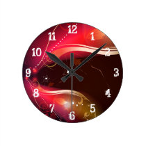 Fleurs rougeoyantes et Flourishes : Horloge murale horloges murales