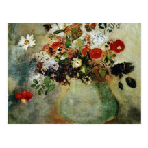 Fleurs rouges, fleurs d'Odilon Redon Cartes Postales