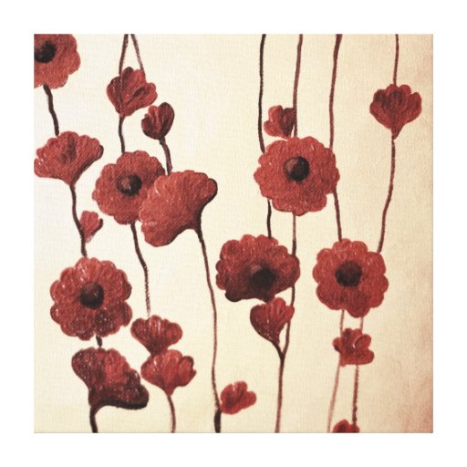 Fleurs rouges Pictural Toile Tendue Sur Châssis