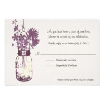 Fleurs sauvages de carte de RSVP et pot de maçon Invitations