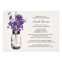 Fleurs sauvages de douche et pot de maçon nuptiale faire-parts