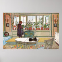 Fleurs sur le rebord de fenêtre par Carl Larsson Affiches
