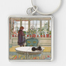 Fleurs sur le rebord de fenêtre par Carl Larsson Porte-clés