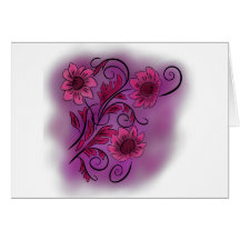 Fleurs tourbillonnantes roses cartes de vœux