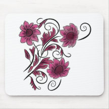 Fleurs tourbillonnantes roses tapis de souris