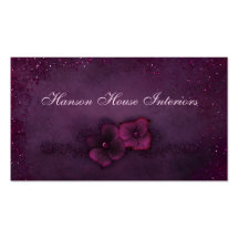 Fleurs vintages d'étincelle d'aubergine magenta modèles de cartes de visite