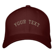 Flexfit Wool Embroidered  Cap Maroon Embroidered Hat