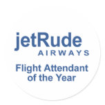 Flight Attendant of the Year Round Sticker