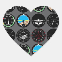 Flight Instruments Heart Stickers