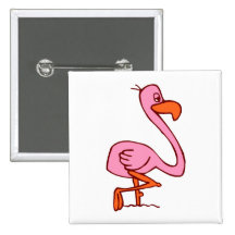 Flip Flamingo Pinback Button
