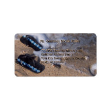 Flip Flop Sandals Wave on Beach Address Label