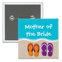 Flip Flop Wedding on the Beach Bridal Party Button