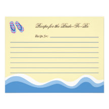 Flip Flops Beach Bridal Recipe Card Personalized Announcement