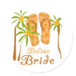 Flip Flops Belize Bride Round Sticker
