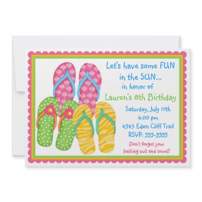 Flip Flops Birthday  Invitations by LittlebeaneBoutique