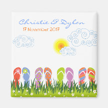 Flip Flops Having Fun in the Sun Save-the-Date Refrigerator Magnets