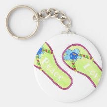 Flip Flops Peace & Love Keychains